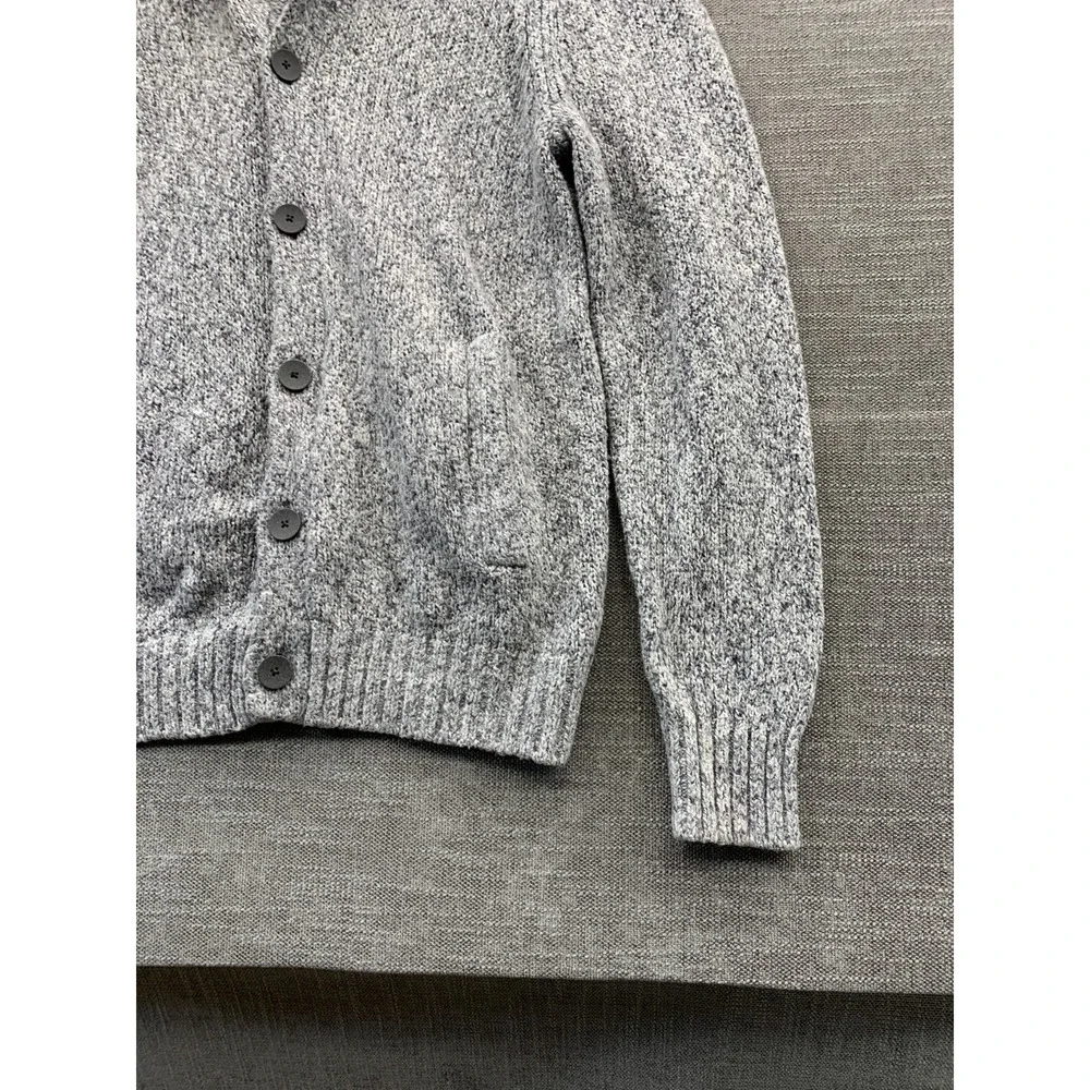 Express Cardigan Sweater Mens Medium Heather Gray Tight Knit Shawl Collar Winter